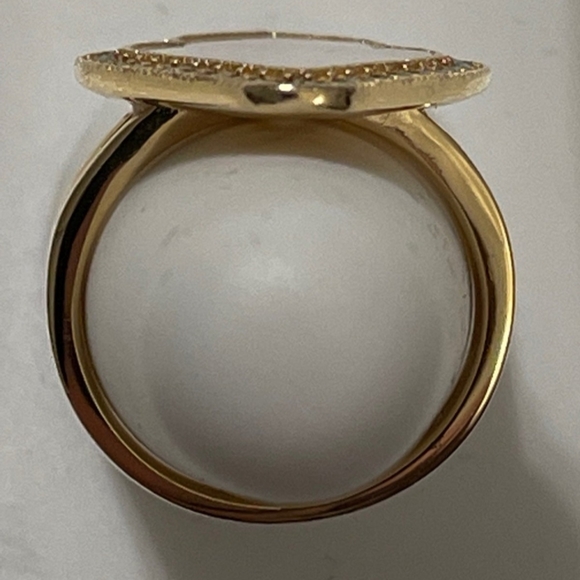 Vintage Style Mother of Pearl with Marcasites Ring 18k/925 Size 7! - Picture 7 of 14